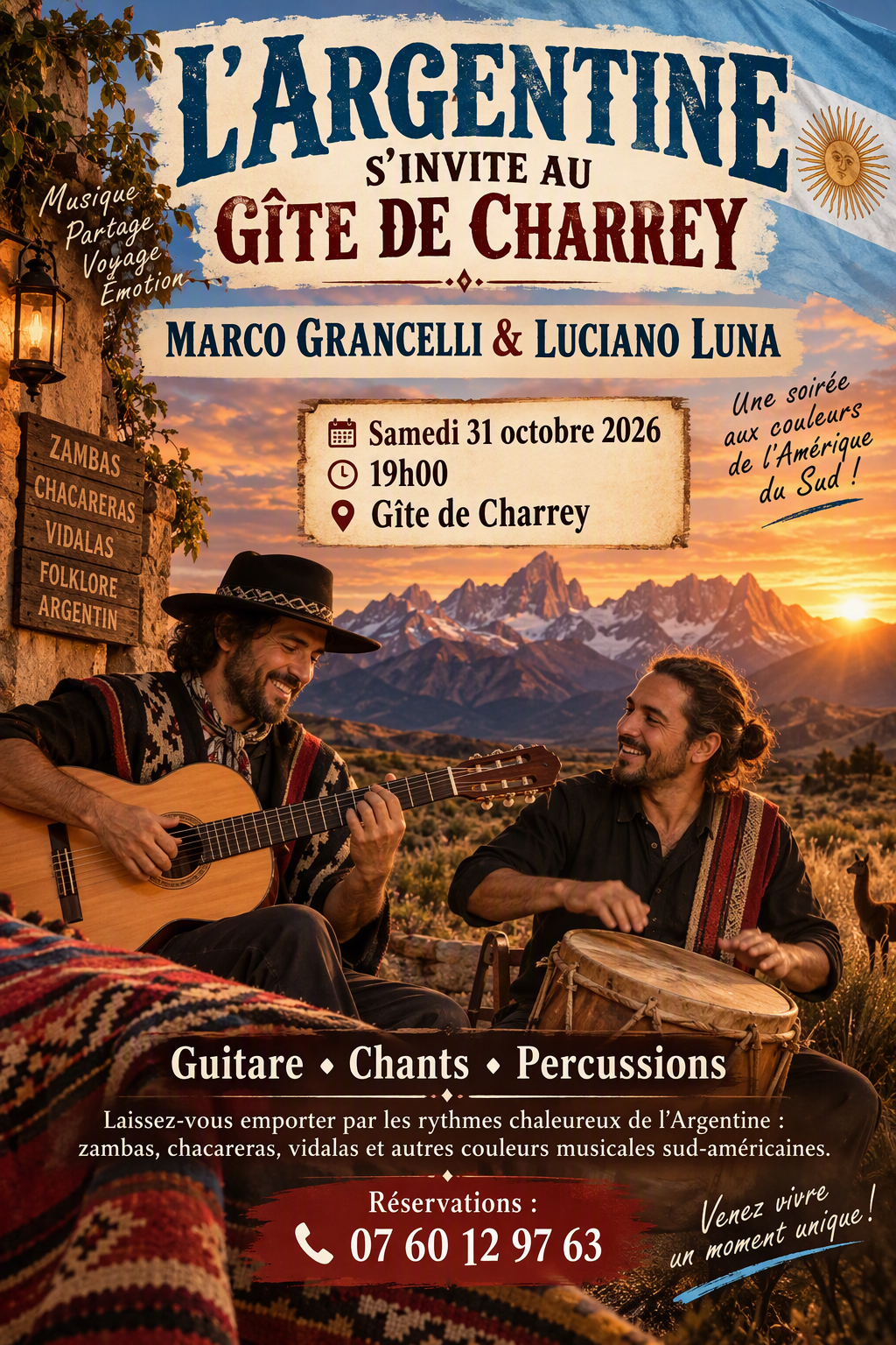 🎶L'ARGENTINE S'INVITE AU GÎTE DE CHARREY